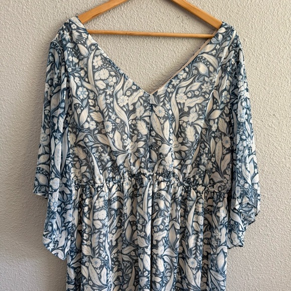 Lane Bryant Boho Blue and White Flutter Sleeve Maxi Dress Size 18/20 - Picture 5 of 10